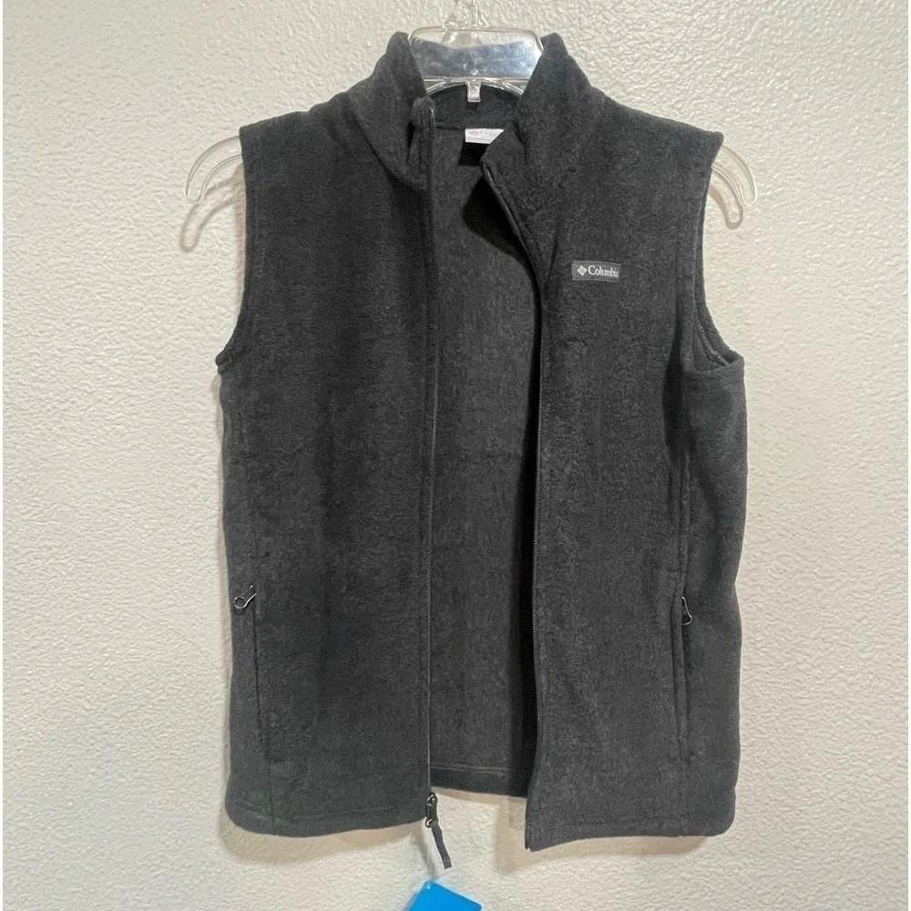 COLUMBIA kids gray fleece full zip vest size medium (10/12)
